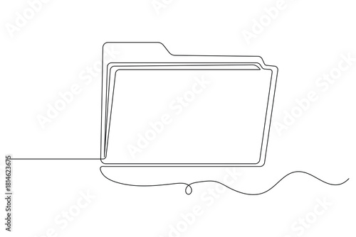 Minimalist file folder one line illustration abstract simple contour art
