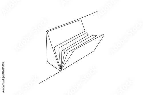 File folder, continuous one line drawing, minimalist outline illustration