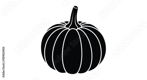 Black pumpkin silhouette isolated on white background
