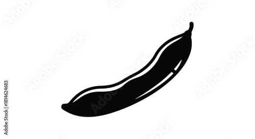 Black silhouette of a banana isolated on white background