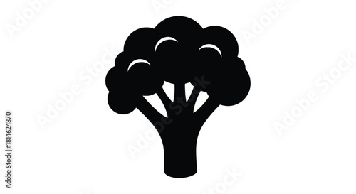 Black broccoli silhouette isolated on white background