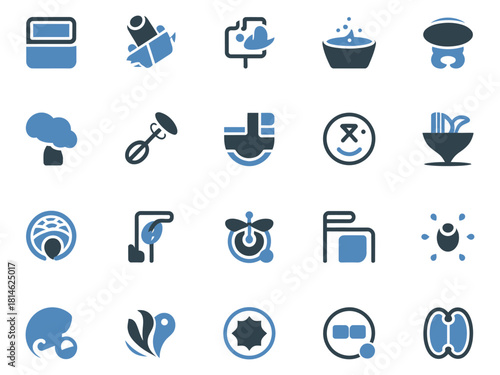 A collection of colorful kitchen and food-related icons showcasing cooking tools and ingredients.