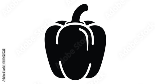 Black silhouette of a bell pepper isolated on white background