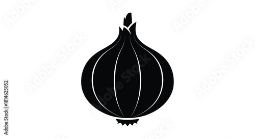 Black onion silhouette isolated on white background