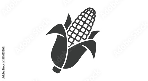 Corn cob silhouette isolated on white background