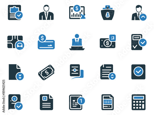 Business icons showcasing finance, accounting, and monetary concepts in a modern design.