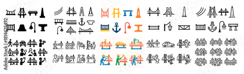 Colorful and monochrome bridge icons