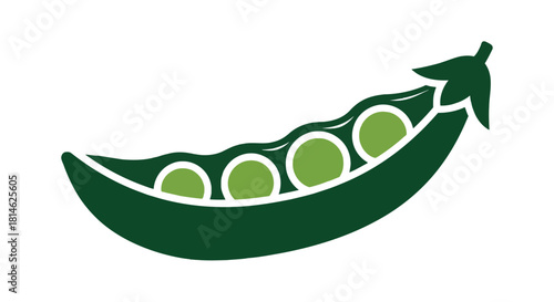 Green pea pod silhouette isolated on white background