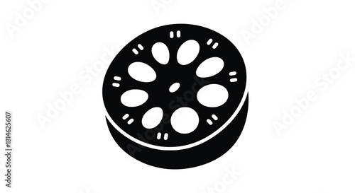 Cross section of lotus root silhouette isolated on white background
