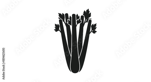 Celery stalks silhouette isolated on white background