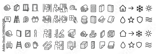 Construction and insulation icons set