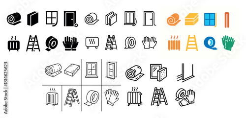 Home insulation icons and symbols