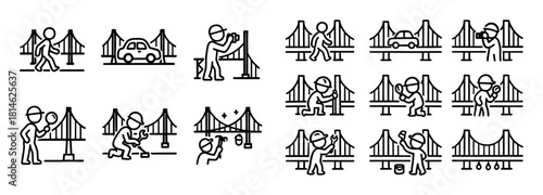 Suspension Bridge Doodle Icons