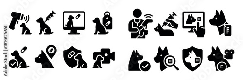 Animal Microchip Icon Set