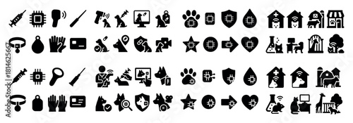 Veterinary icons set for animal care