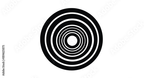 Concentric circles silhouette isolated on white background
