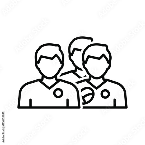 Team of soccer players isolated on