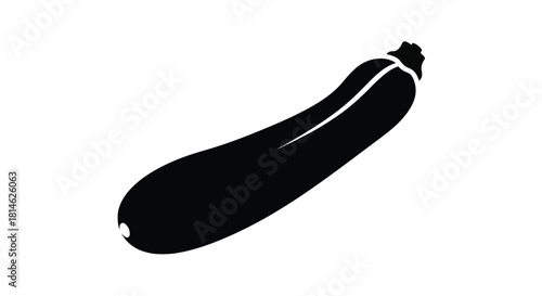 Black silhouette of a zucchini isolated on white background