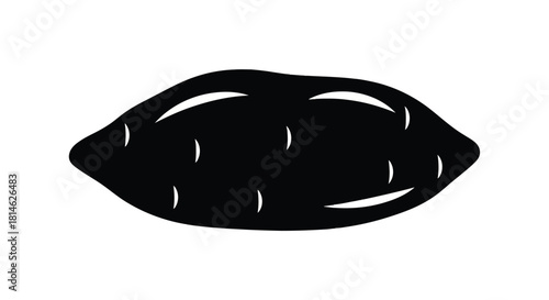 Black silhouette of a potato isolated on white background silhouette