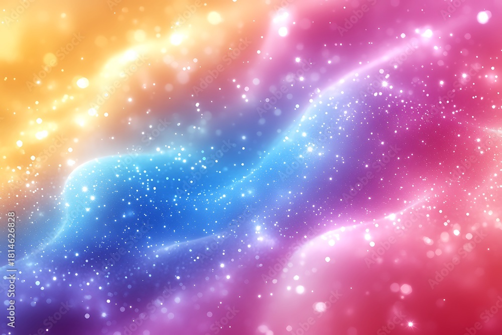 Obraz premium Colorful Galaxy Abstract Background with Glowing Light Streaks and Sparkling Stars Texture