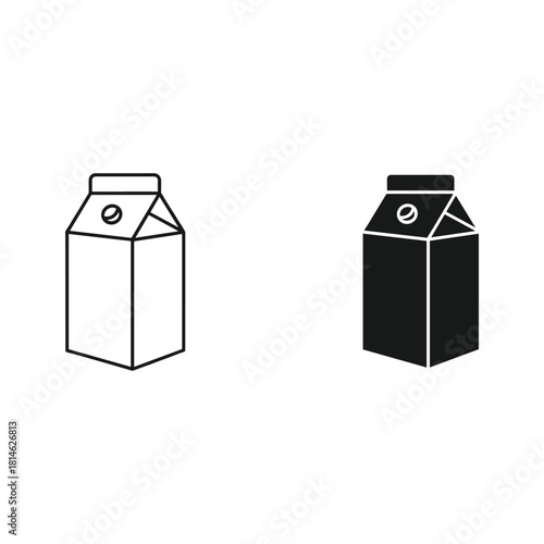 Simple outline and solid silhouette of a milk carton