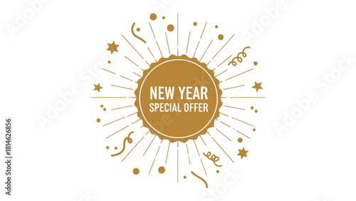 New Year Special Offer Design: An elegant and eye-catching design, perfect for promotions and sales during the festive season, conveying the essence of a happy new year.