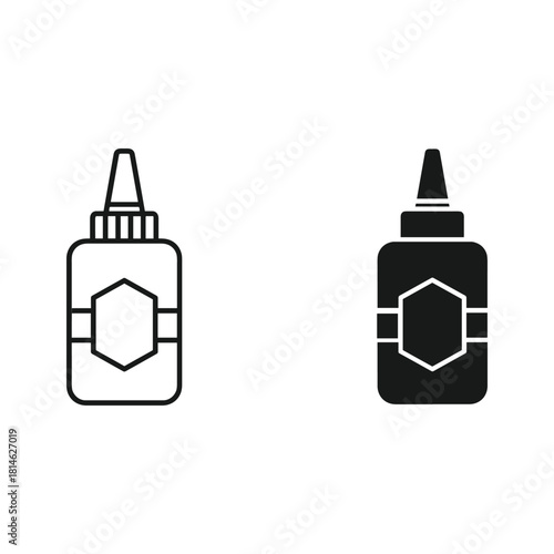 Simple outline and solid icon of a glue bottle