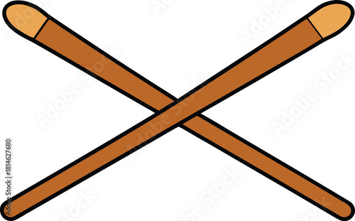 Two crossed drumsticks on a white background
