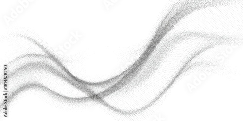 Abstract grey dotted waves on white, flowing smoky texture, modern design