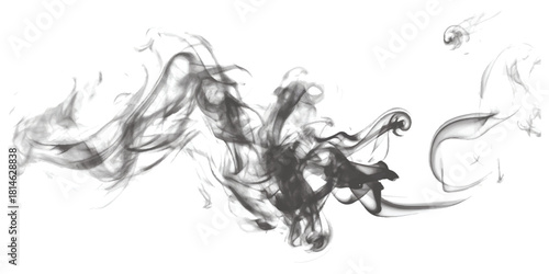 Abstract grey smoke pattern on white background, flowing vapor texture effect, design