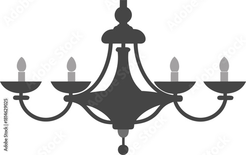 Classic five arm chandelier silhouette with candle style lights