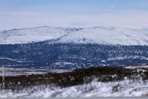 snow covered mountains in winter