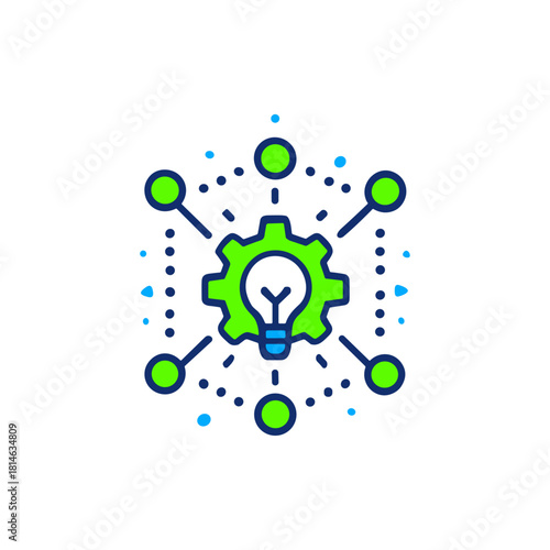 Innovation Connectivity, Idea Generation Network icon logo flat vector design