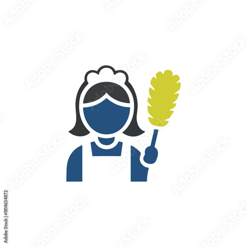 Housekeeping, Home cleaner icon logo flat vector design