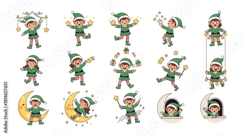 Elf Collection: A charming collection of whimsical illustrations featuring playful elves, perfect for adding a touch of festive magic.