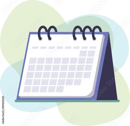 Desk calendar with spiral binding and soft color background