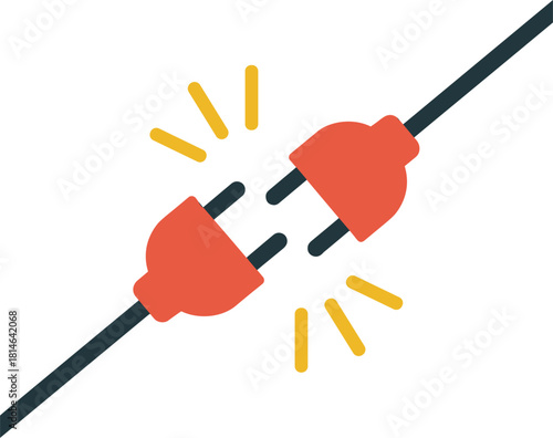 Disconnected electrical plug and socket ready to connect