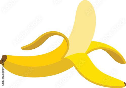 A ripe yellow banana partially peeled revealing its inner fruit