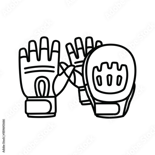 Pair of boxing gloves and mitts isolated on for training