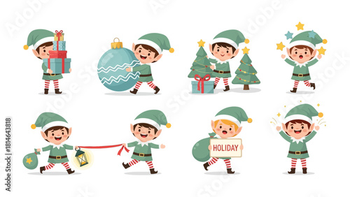 Holiday Elves' Merriment: A joyful collection of festive elves brings the magic of the holiday season, carrying gifts, ornaments, and holiday cheer. Embodying holiday spirit