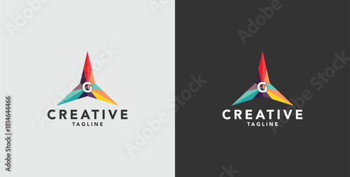 Digital colorful abstract icons, elements and symbols with initial G logo, template