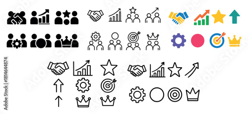 Business icons: growth and teamwork