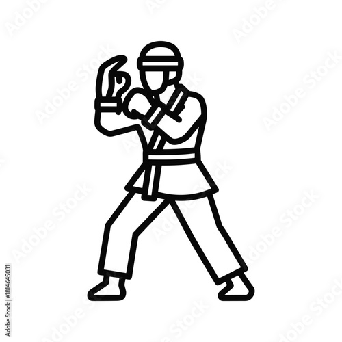 Man in karate uniform is ready to fight isolated on