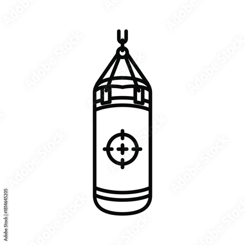 Punching bag with target icon isolated on for training