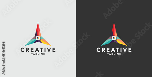 Digital colorful abstract icons, elements and symbols with initial Q logo, template