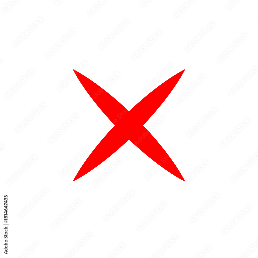 Obraz premium Red x mark inside a white circle isolated on transparent background
