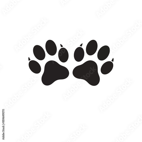 Black paw print illustration isolated on