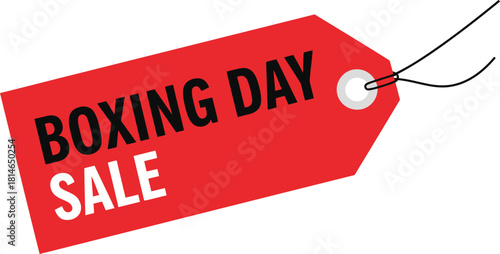 Grab Huge Savings This Boxing Day Sale with a Bold Red Tag, Perfect for Retail Promotions and Special Offers in a Vector Design