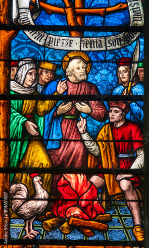 Foto Stained glass (16th century) of Denial of Saint Peter the Apostle