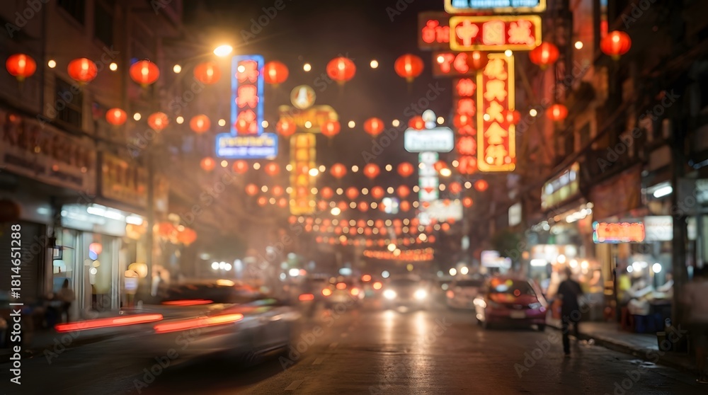 Fototapeta premium Blurred Night View of Chinatown